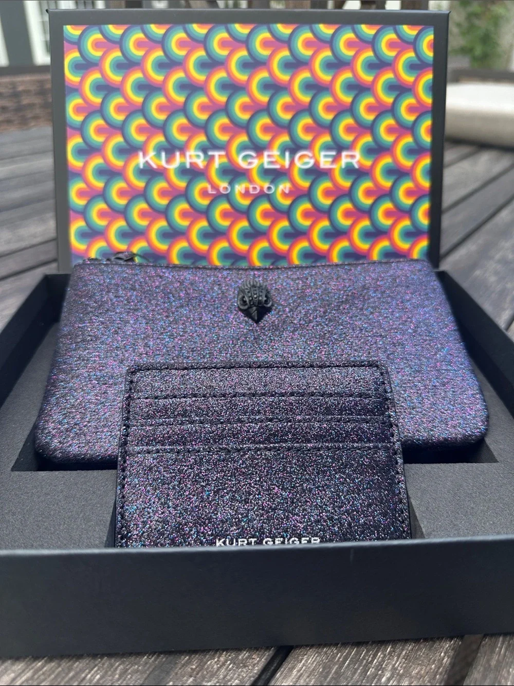 Kurt Geiger Glitter Card Holder and Zip Pouch - NWT